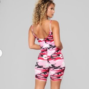 Pink camo biker romper